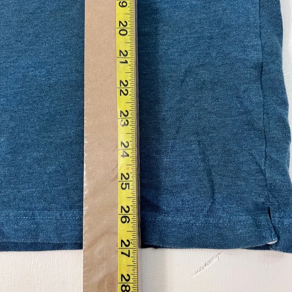 Banana Republic Performance Pique Polo L Blue Short Sleeve Chest Pocket Stretch
